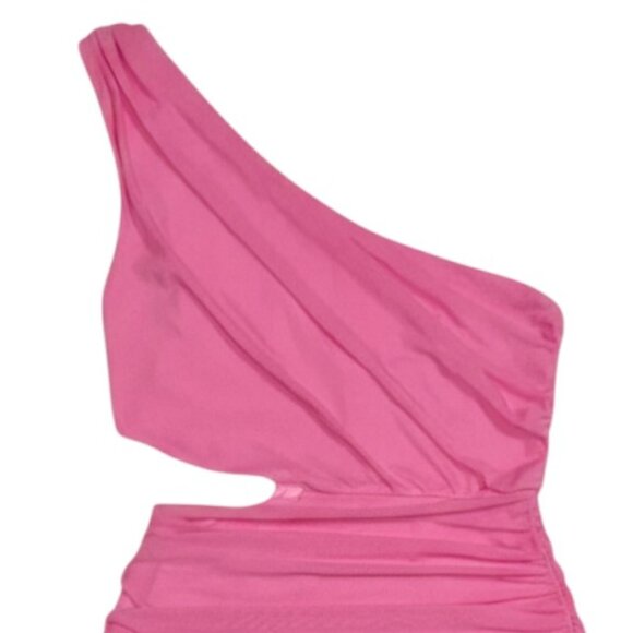 NWT Hello Molly Cupids Kiss Dress Pink One Shoulder Mini Ruched Bodycon Sexy M 6 - Picture 5 of 12